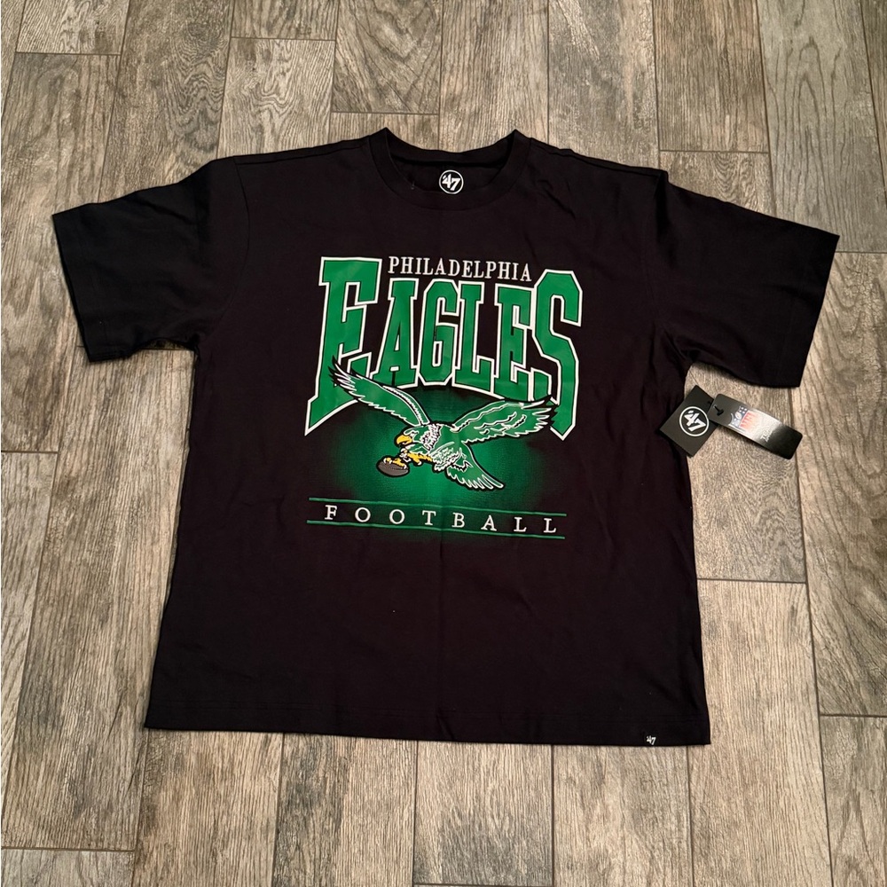 47 Brand Philadelphia Eagles Black and Green Graphic Tee